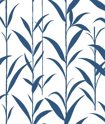 NextWall Peel & Stick Bamboo Leaves Navy Blue & White Wallpaper