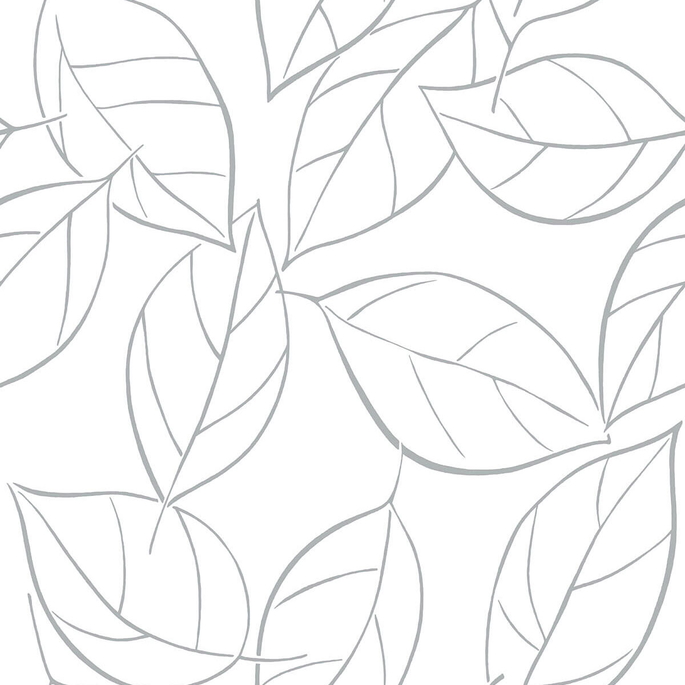 NextWall Peel &amp; Stick Tossed Leaves Daydream Gray Wallpaper image 1 of 5