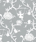 NextWall Peel & Stick Chinoiserie Silhouette Metallic Silver Wallpaper