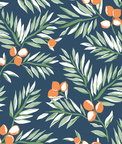 NextWall Peel & Stick Citrus Branch Navy/Sage/Orange Wallpaper