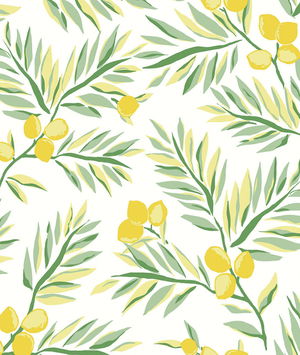 NextWall Peel & Stick Lemon Branch Lemon & Sage Wallpaper