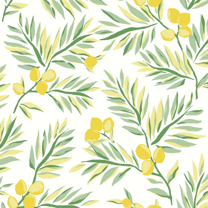 NextWall Peel &amp; Stick Lemon Branch Lemon &amp; Sage Wallpaper image 1 of 5