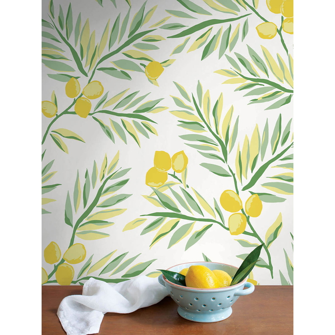 NextWall Peel &amp; Stick Lemon Branch Lemon &amp; Sage Wallpaper image 3 of 5