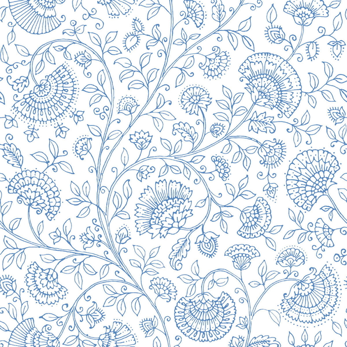 NextWall Peel &amp; Stick Paisley Trail Blue Bell Wallpaper image 1 of 5