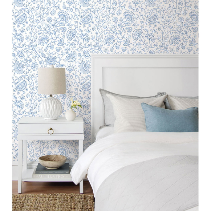 NextWall Peel &amp; Stick Paisley Trail Blue Bell Wallpaper image 2 of 5
