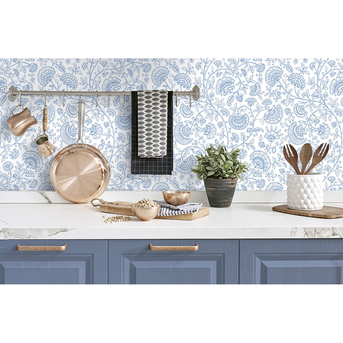 NextWall Peel &amp; Stick Paisley Trail Blue Bell Wallpaper image 3 of 5