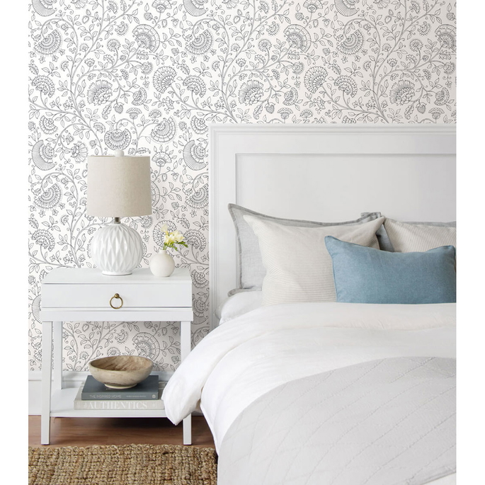 NextWall Peel &amp; Stick Paisley Trail Slate Gray Wallpaper image 2 of 5