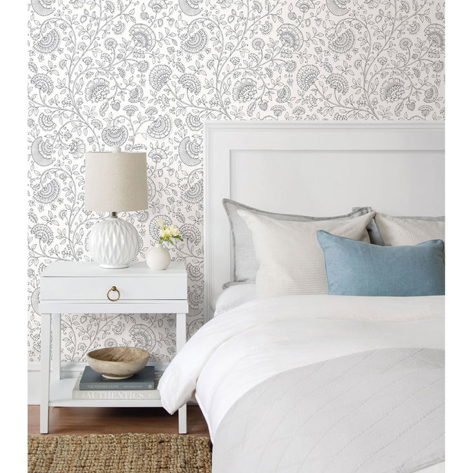NextWall Peel &amp; Stick Paisley Trail Slate Gray Wallpaper image 2 of 5