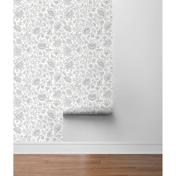 NextWall Peel &amp; Stick Paisley Trail Slate Gray Wallpaper image 5 of 5