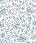 NextWall Peel & Stick Paisley Trail Midnight Blue Wallpaper
