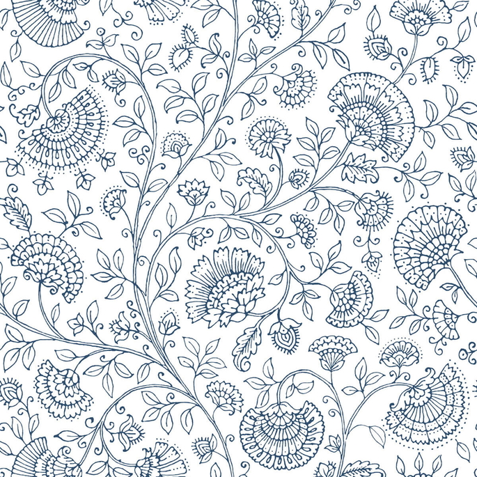 NextWall Peel &amp; Stick Paisley Trail Midnight Blue Wallpaper image 1 of 5