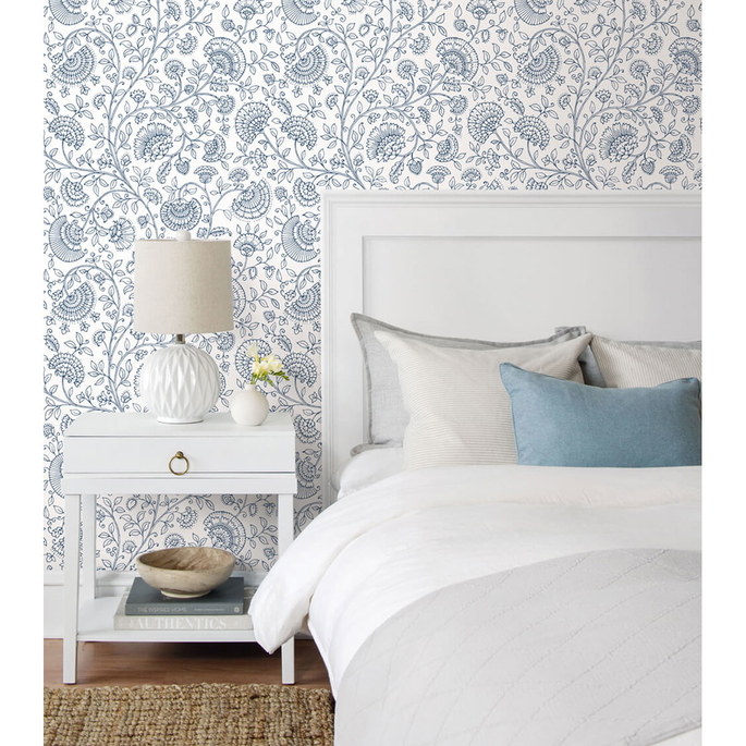 NextWall Peel &amp; Stick Paisley Trail Midnight Blue Wallpaper image 2 of 5