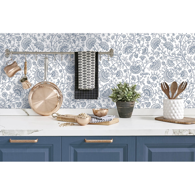 NextWall Peel &amp; Stick Paisley Trail Midnight Blue Wallpaper image 3 of 5