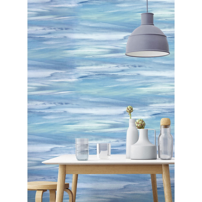NextWall Peel &amp; Stick Sirius Brushstroke Lakeside &amp; Mint Wallpaper image 2 of 5