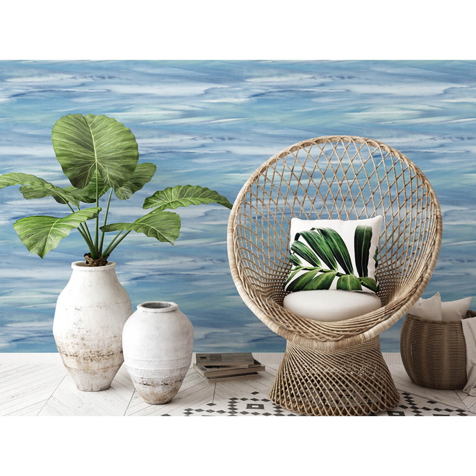 NextWall Peel &amp; Stick Sirius Brushstroke Lakeside &amp; Mint Wallpaper image 3 of 5