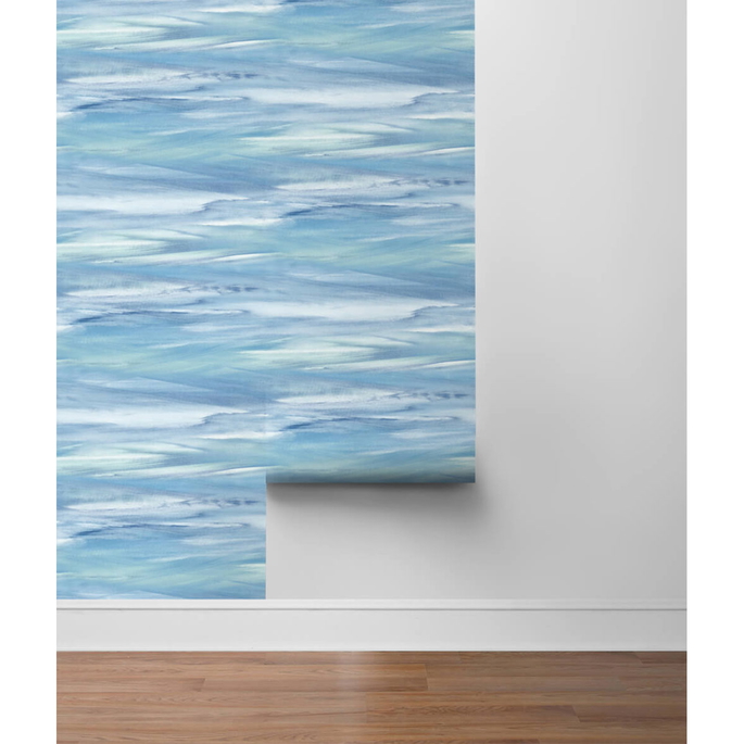 NextWall Peel &amp; Stick Sirius Brushstroke Lakeside &amp; Mint Wallpaper image 5 of 5