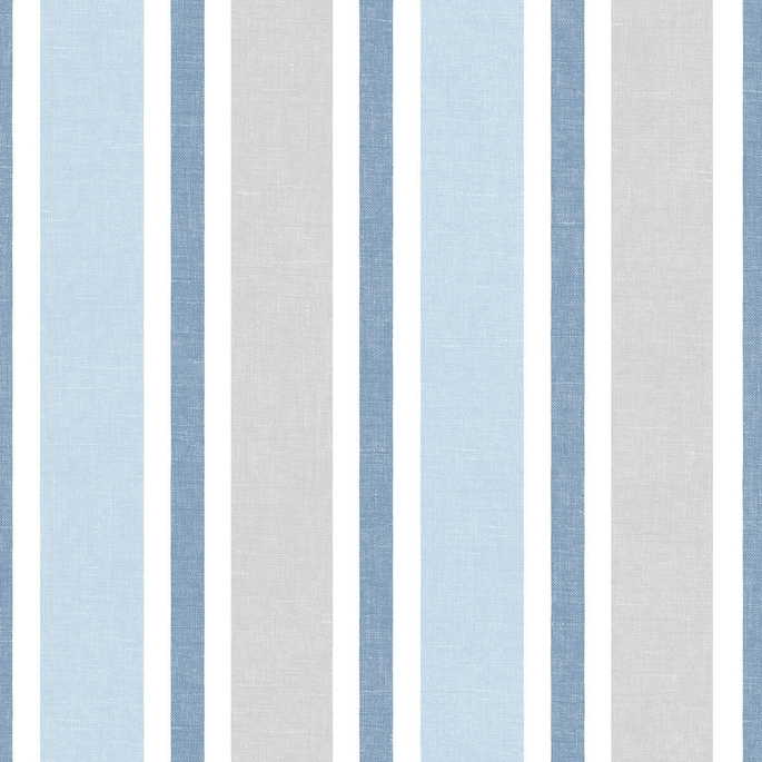 NextWall Peel &amp; Stick Linen Cut Stripe Bluebird &amp; Carrara Wallpaper image 1 of 5