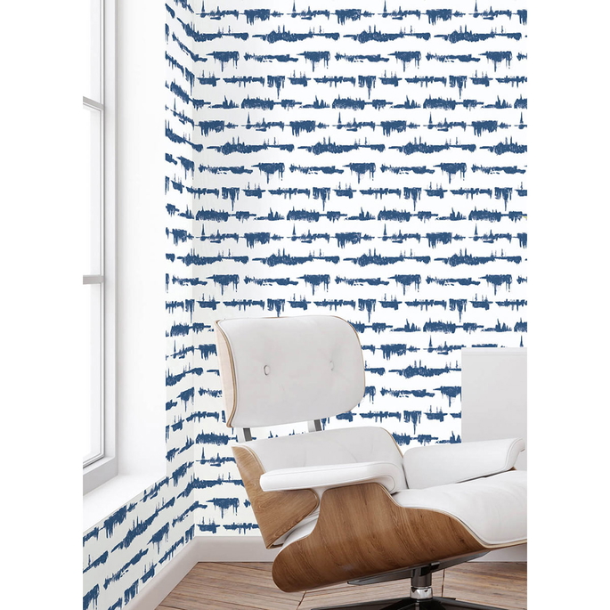 NextWall Peel &amp; Stick Lifeline Navy Blue Wallpaper image 2 of 5