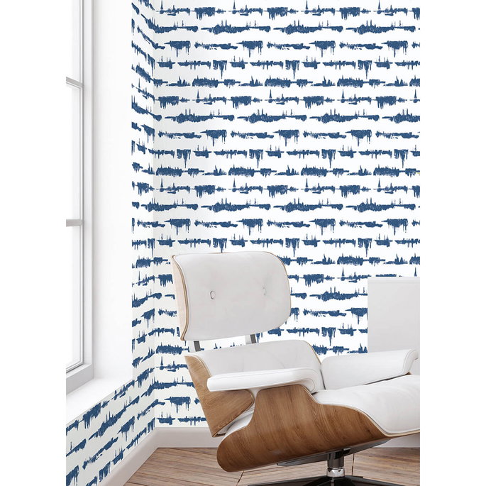 NextWall Peel &amp; Stick Lifeline Navy Blue Wallpaper image 2 of 5