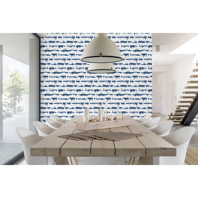 NextWall Peel &amp; Stick Lifeline Navy Blue Wallpaper image 3 of 5