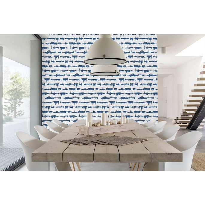 NextWall Peel &amp; Stick Lifeline Navy Blue Wallpaper image 3 of 5