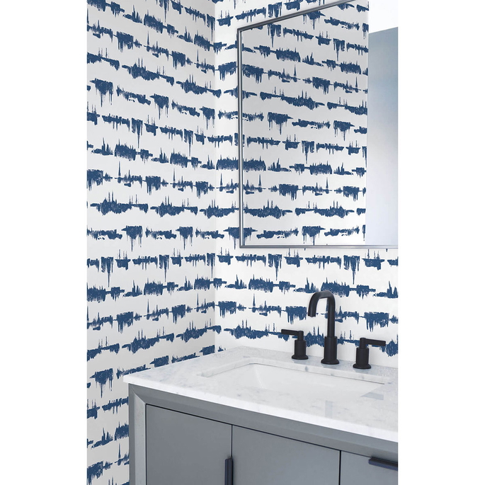 NextWall Peel &amp; Stick Lifeline Navy Blue Wallpaper image 4 of 5