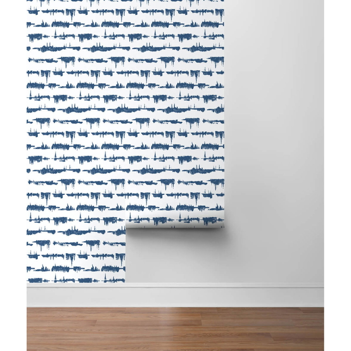 NextWall Peel &amp; Stick Lifeline Navy Blue Wallpaper image 5 of 5