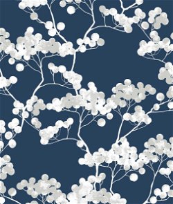 NextWall Peel & Stick Cyprus Blossom Navy Blue & Gray Wallpaper