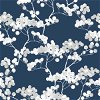 NextWall Peel & Stick Cyprus Blossom Navy Blue & Gray Wallpaper - Image 1