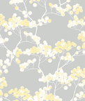 NextWall Peel & Stick Cyprus Blossom Buttercup & Gray Wallpaper