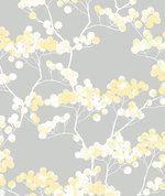 NextWall Peel & Stick Cyprus Blossom Buttercup & Gray Wallpaper