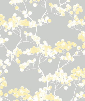 NextWall Peel & Stick Cyprus Blossom Buttercup & Gray Wallpaper