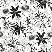 NextWall Peel & Stick Tropical Garden Black & White Wallpaper