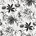 NextWall Peel &amp; Stick Tropical Garden Black &amp; White Wallpaper thumbnail image 1 of 5