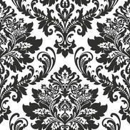 NextWall Peel & Stick Damask Black & White Wallpaper