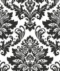 NextWall Peel & Stick Damask Black & White Wallpaper