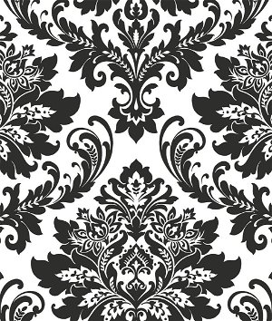 NextWall Peel & Stick Damask Black & White Wallpaper
