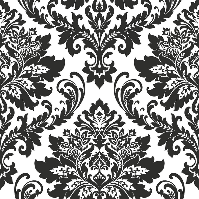 NextWall Peel &amp; Stick Damask Black &amp; White Wallpaper image 1 of 5