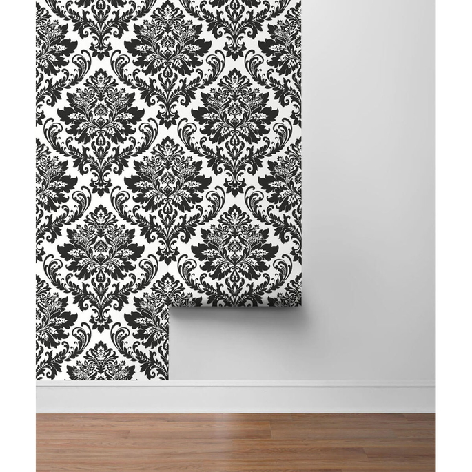 NextWall Peel &amp; Stick Damask Black &amp; White Wallpaper image 5 of 5
