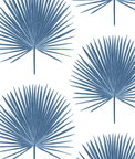 NextWall Peel & Stick Palmetto Palm Coastal Blue Wallpaper