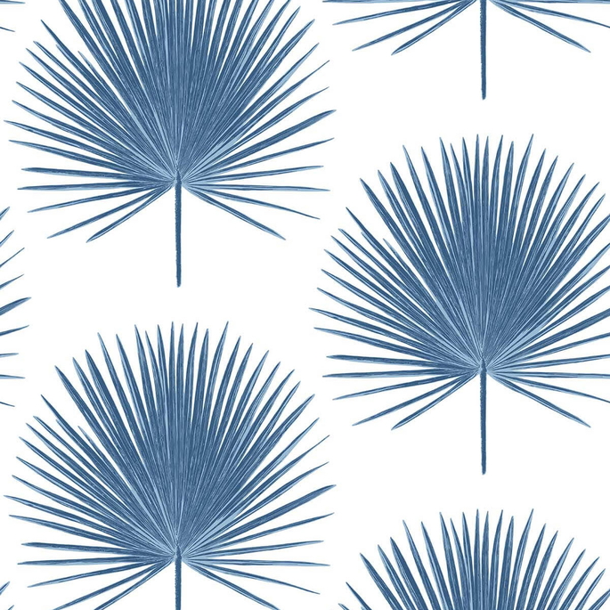 NextWall Peel &amp; Stick Palmetto Palm Coastal Blue Wallpaper image 1 of 5