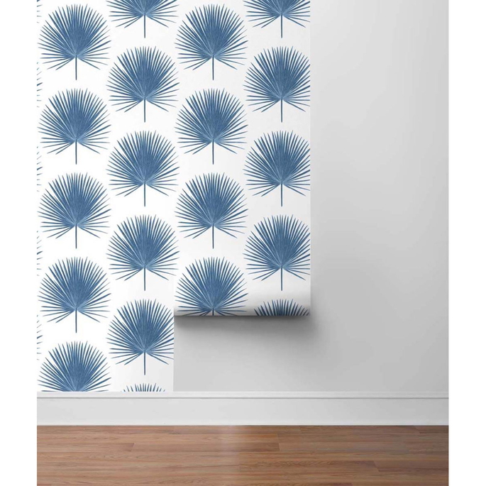 NextWall Peel &amp; Stick Palmetto Palm Coastal Blue Wallpaper image 5 of 5