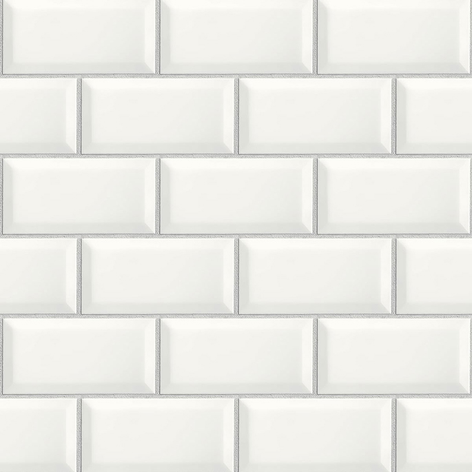 NextWall Peel &amp; Stick Large Subway Tile Alabaster &amp; Grey Wallpaper image 1 of 5