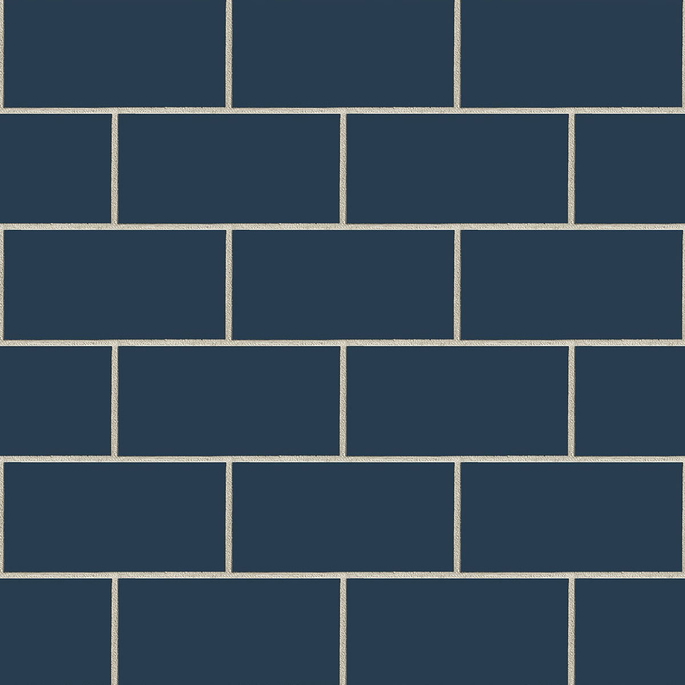 NextWall Peel &amp; Stick Retro Subway Tile Navy Blue Wallpaper image 1 of 5