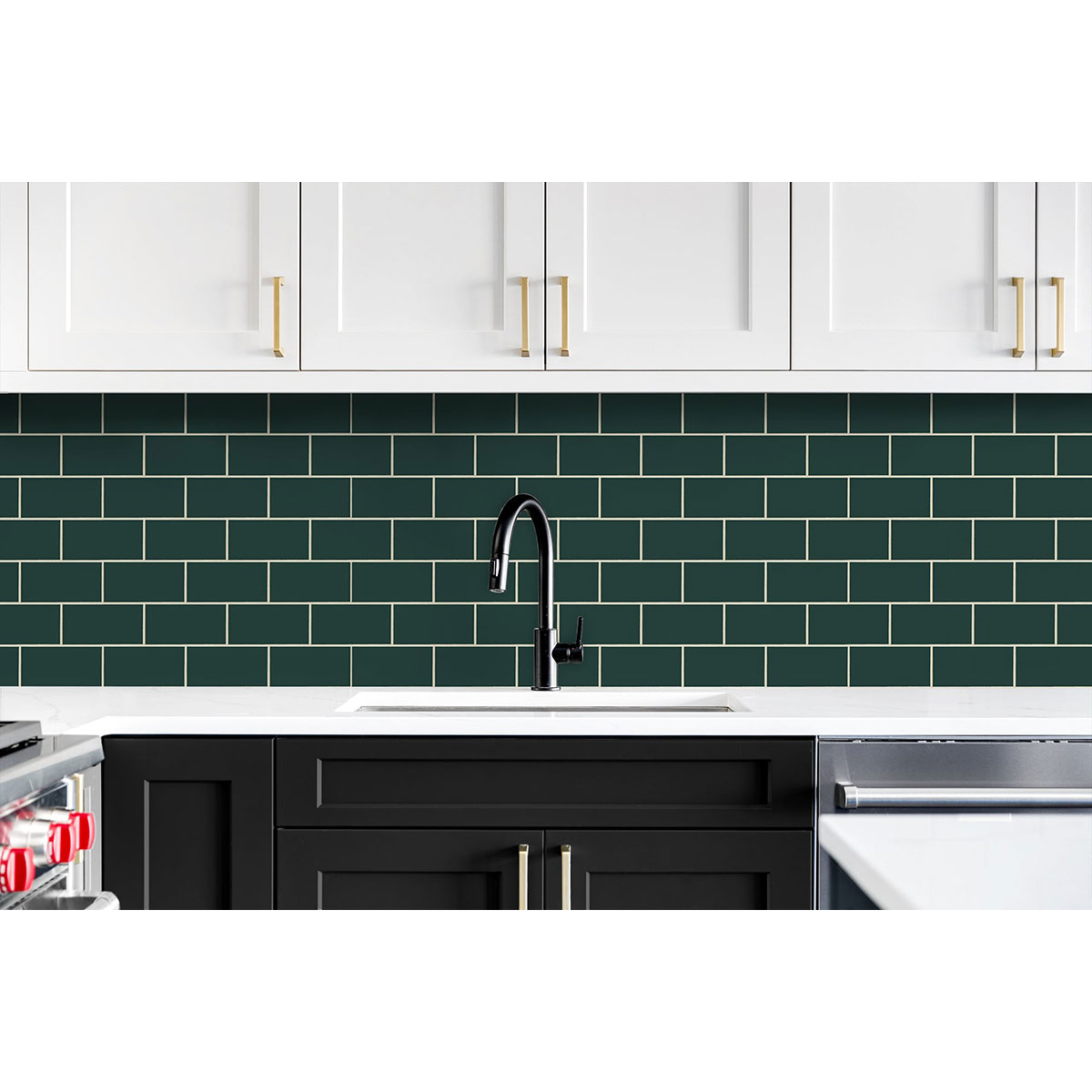 NextWall Peel & Stick Retro Subway Tile Evergreen Wallpaper