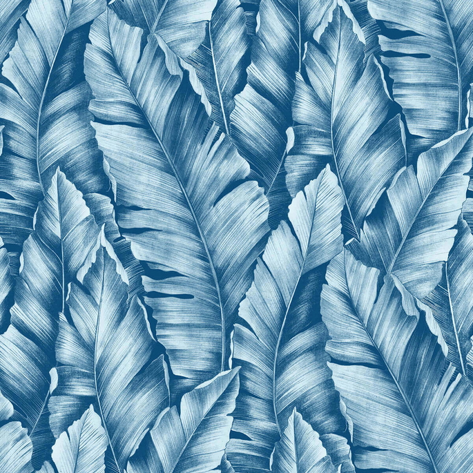 NextWall Peel &amp; Stick Baha Banana Leaves Regatta Blue Wallpaper image 1 of 5