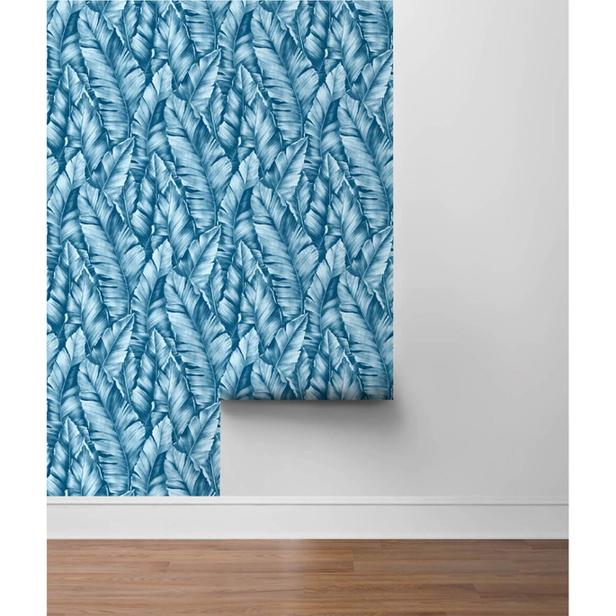 NextWall Peel &amp; Stick Baha Banana Leaves Regatta Blue Wallpaper image 5 of 5