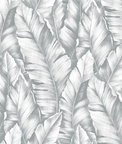 NextWall Peel & Stick Baha Banana Leaves Daydream Gray Wallpaper