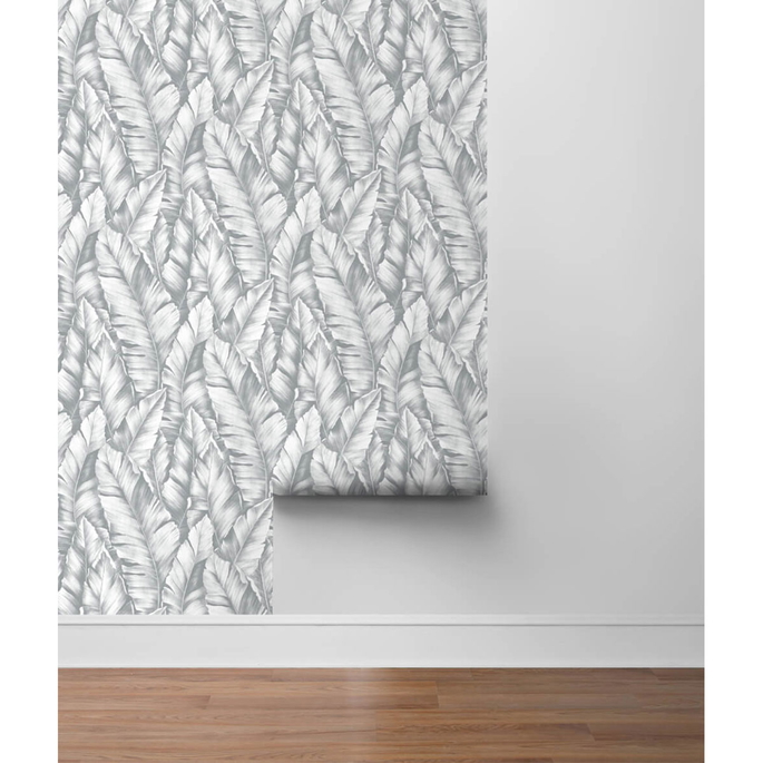 NextWall Peel &amp; Stick Baha Banana Leaves Daydream Gray Wallpaper image 5 of 5