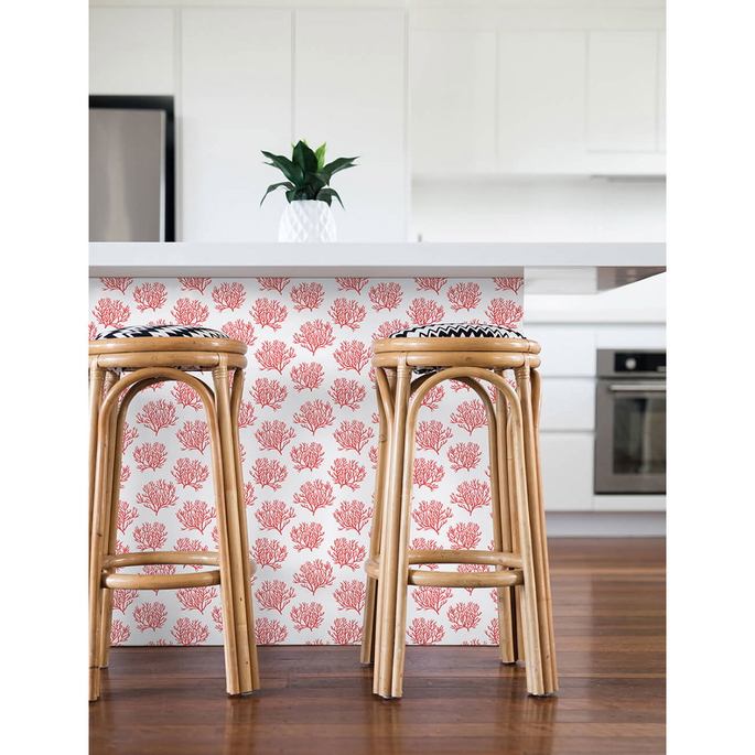 NextWall Peel &amp; Stick Coastal Coral Reef Vermillion Wallpaper image 3 of 5